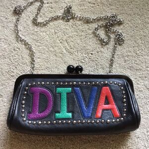 RARE BRIGHTON LEATHER CHIC DIVA KISSLOCK PURSE CROSSBODY